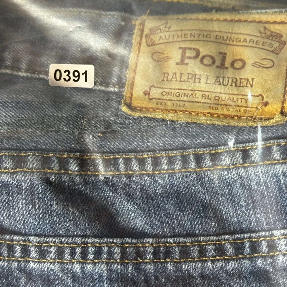 Polo Ralph Lauren Varick Slim Straight Jeans Mens 35x32 Blue Cotton Denim RL